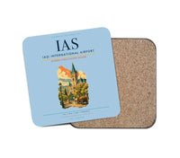 Thumbnail for Iași International Airport (IAS) design on light blue 1 piece coaster