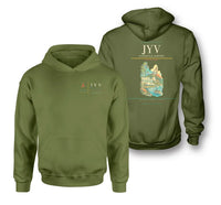 Thumbnail for Jyväskylä Airport (JYV) design on green army double-side hoodie