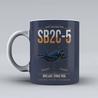 Thumbnail for SB2C-5 Helldiver design on dark blue ceramic mug, double-side print