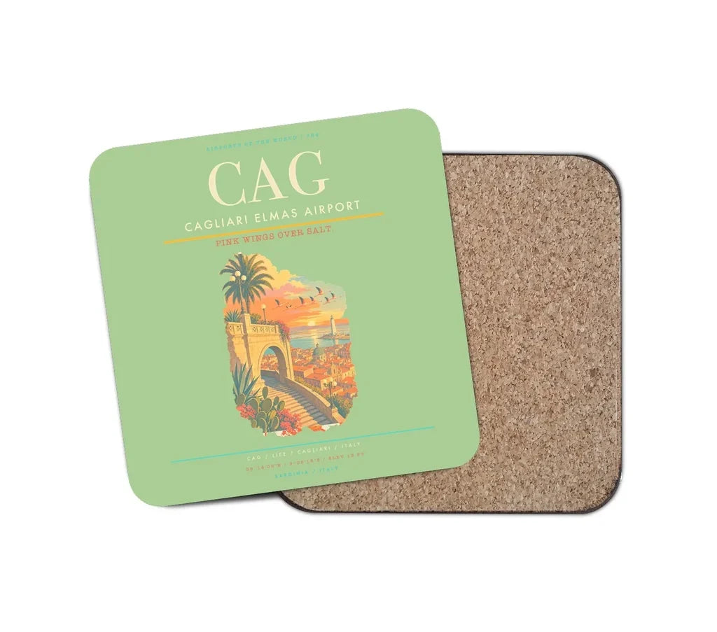 Cagliari Elmas Airport CAG Coaster 1-Piece - Light Green