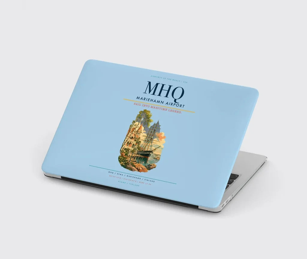 Mariehamn Airport (MHQ) design on light blue MacBook case