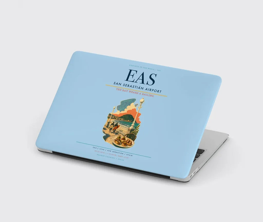 San Sebastián Airport (EAS) design on light blue MacBook case