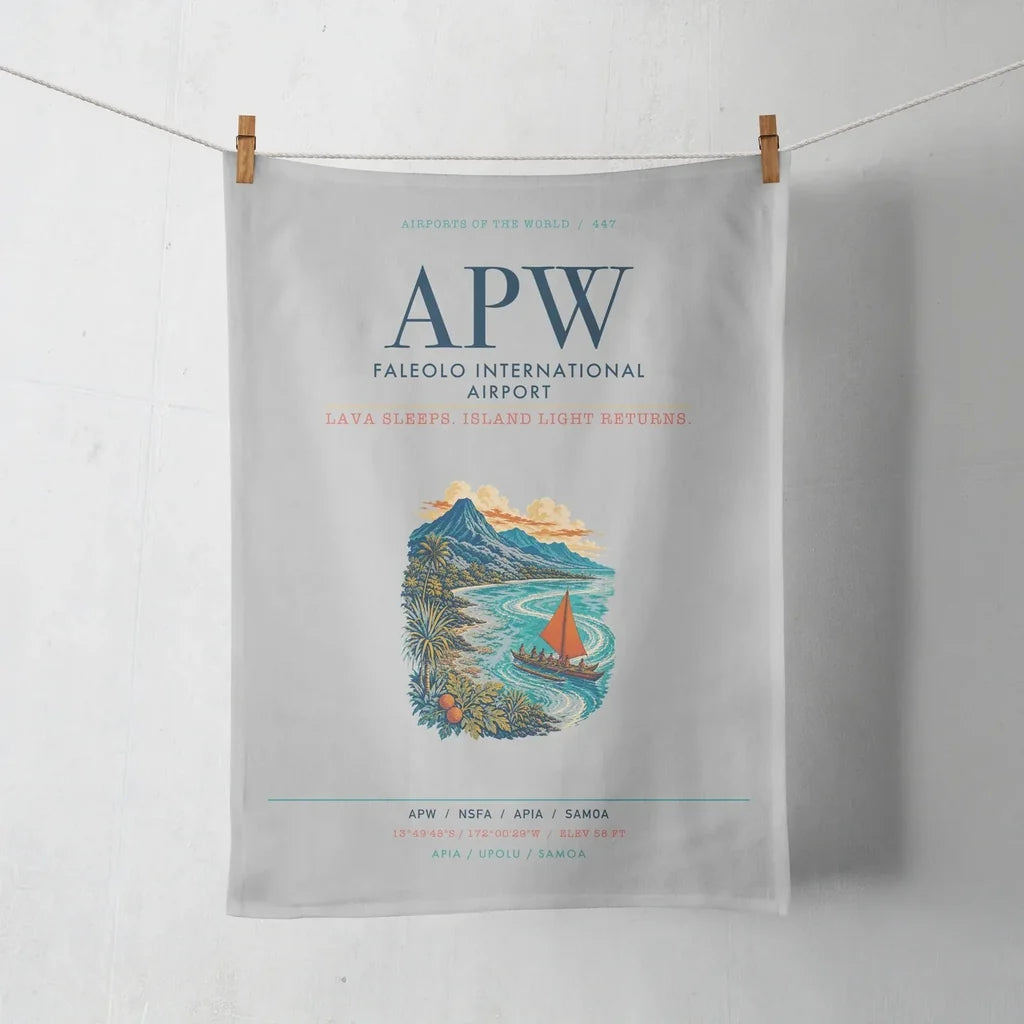 Faleolo International Airport (APW) design on light gray towel