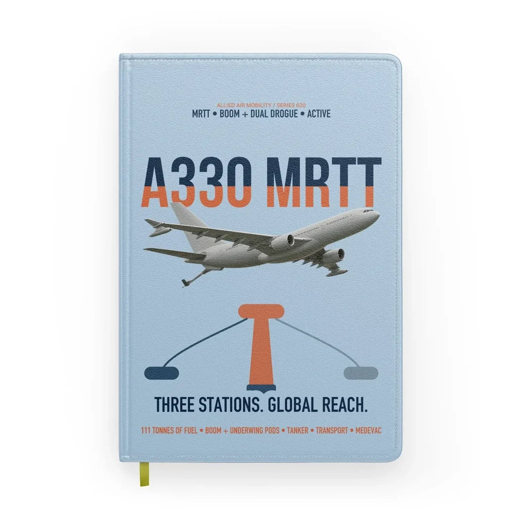 Airbus A330 MRTT design on light blue notebook