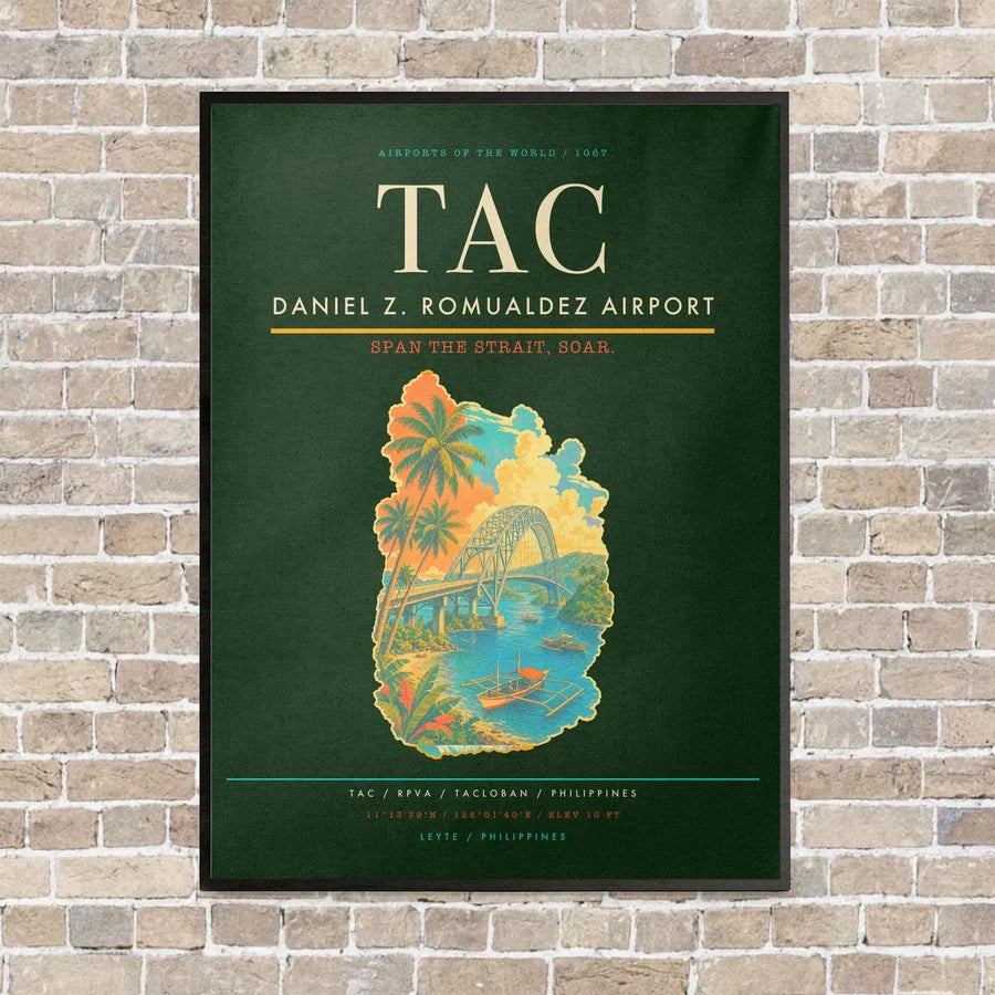 Daniel Z. Romualdez Airport TAC vertical canvas print - framed - dark green background
