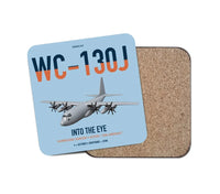 Thumbnail for WC-130J Hurricane Hunter design on light blue 1 piece coaster