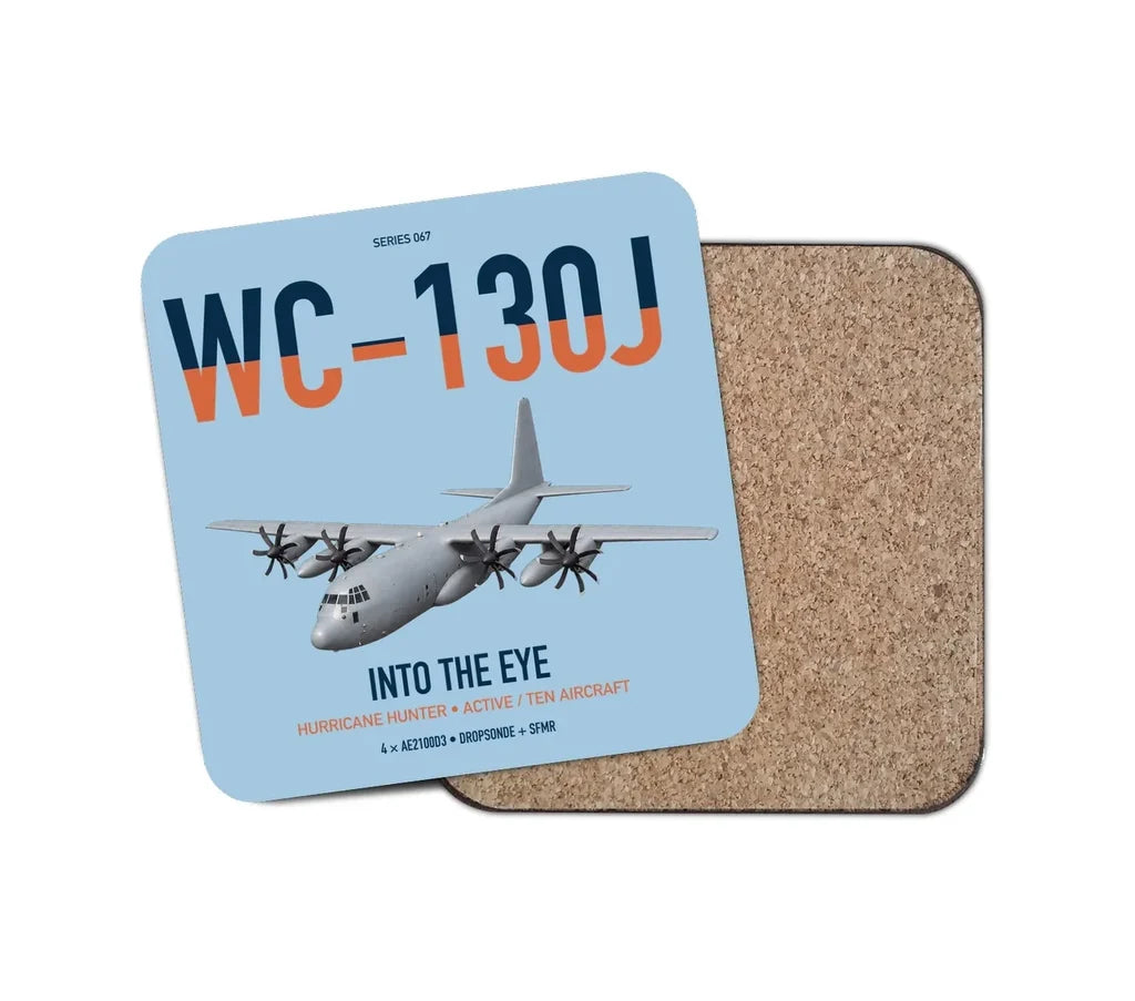 WC-130J Hurricane Hunter design on light blue 1 piece coaster