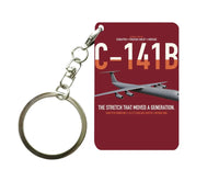 Thumbnail for C-141B Starlifter design on dark red designed key chain, double-side print