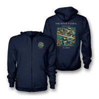Thumbnail for VINTAGE G4050 - The River Patrol - Premium Zipped Hoodie design on navyblue
