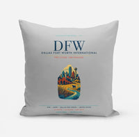 Thumbnail for Dallas Fort Worth International Airport (DFW) design on light gray pillow