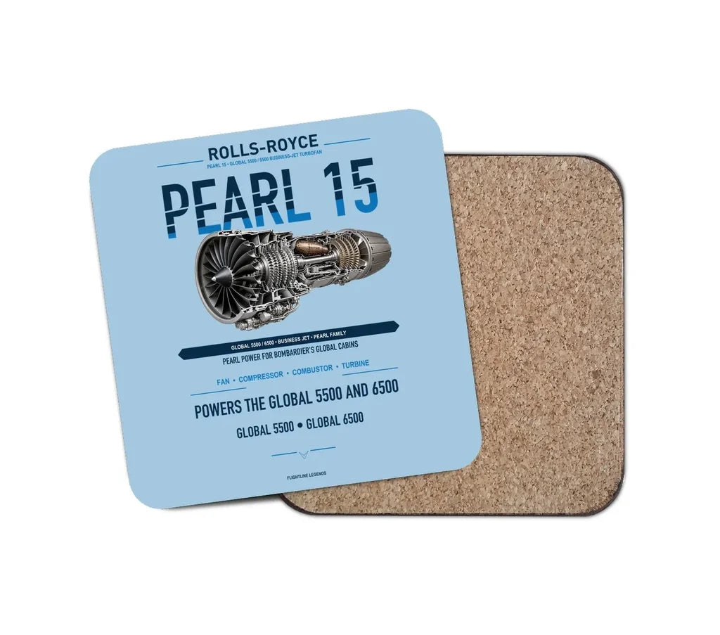 PEARL 15 design on light blue 1 piece coaster