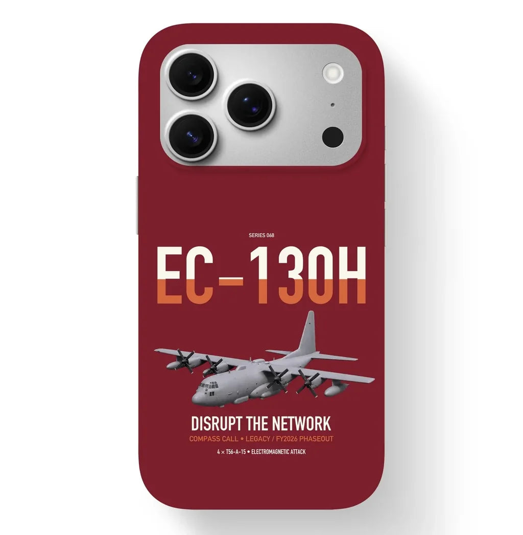 EC-130H Compass Call design on dark red magsafe iphone case, for iPhone 17 Pro