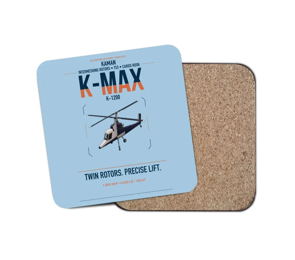 Kaman K-1200 K-MAX design on light blue 1 piece coaster