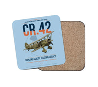 Thumbnail for Fiat CR.42 Falco design on light blue 1 piece coaster