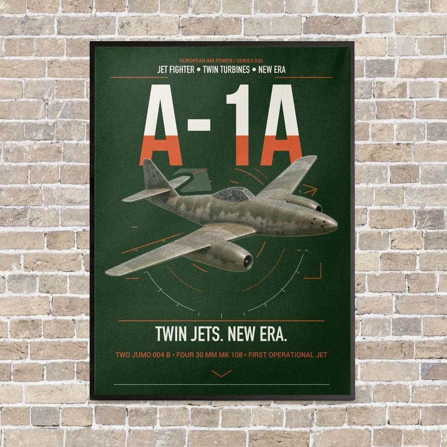 Messerschmitt Me 262A-1a vertical canvas print - framed - dark green background