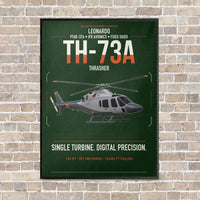 Thumbnail for Leonardo TH-73A Thrasher vertical canvas print - framed - dark green background