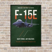 Thumbnail for F-15E Strike Eagle Deep Strike Any Weather vertical canvas print - framed - dark green background