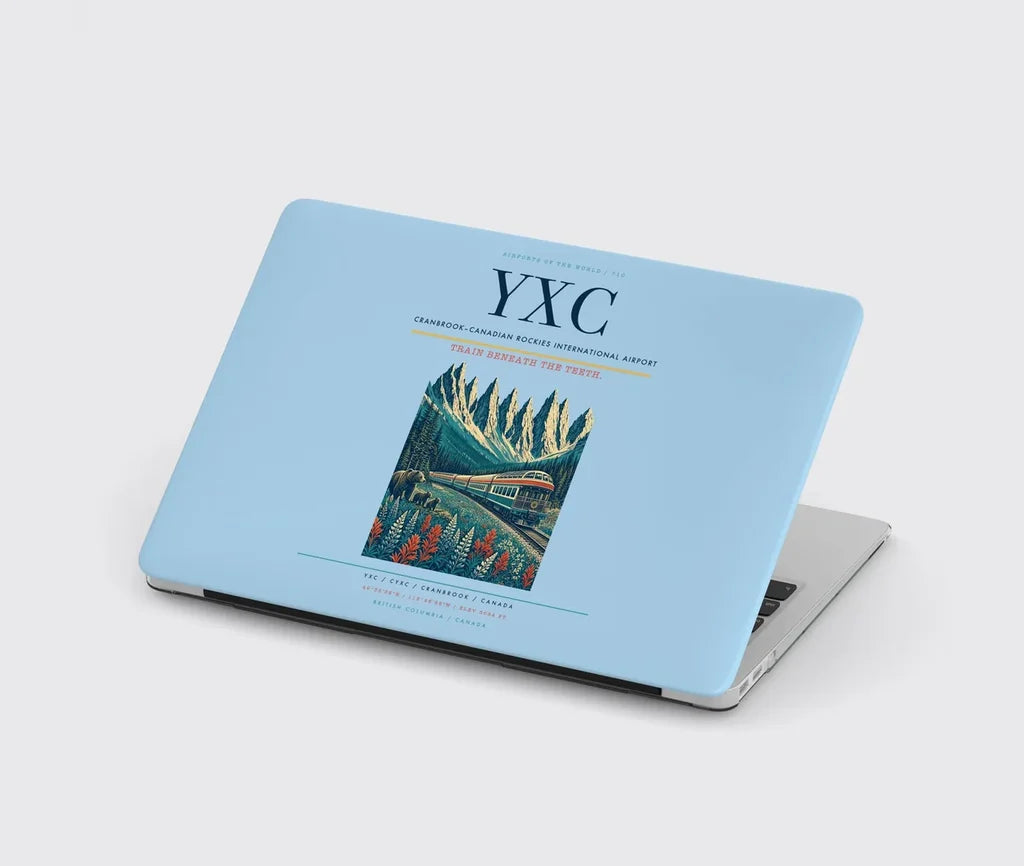 Cranbrook–Canadian Rockies International Airport (YXC) design on light blue MacBook case