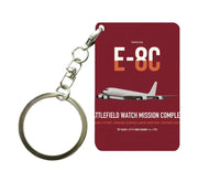 Thumbnail for E-8C Joint STARS design on dark red designed key chain, double-side print