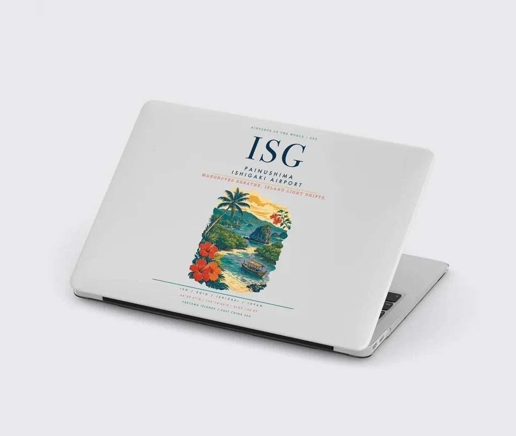 Painushima Ishigaki Airport (ISG) design on light gray MacBook case