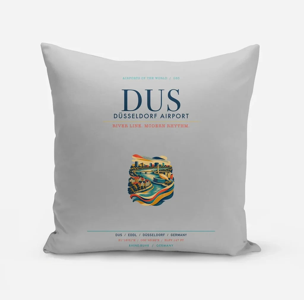 Düsseldorf Airport (DUS) design on light gray pillow