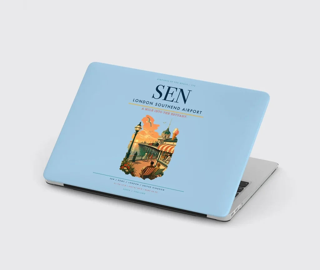 London Southend Airport (SEN) design on light blue MacBook case