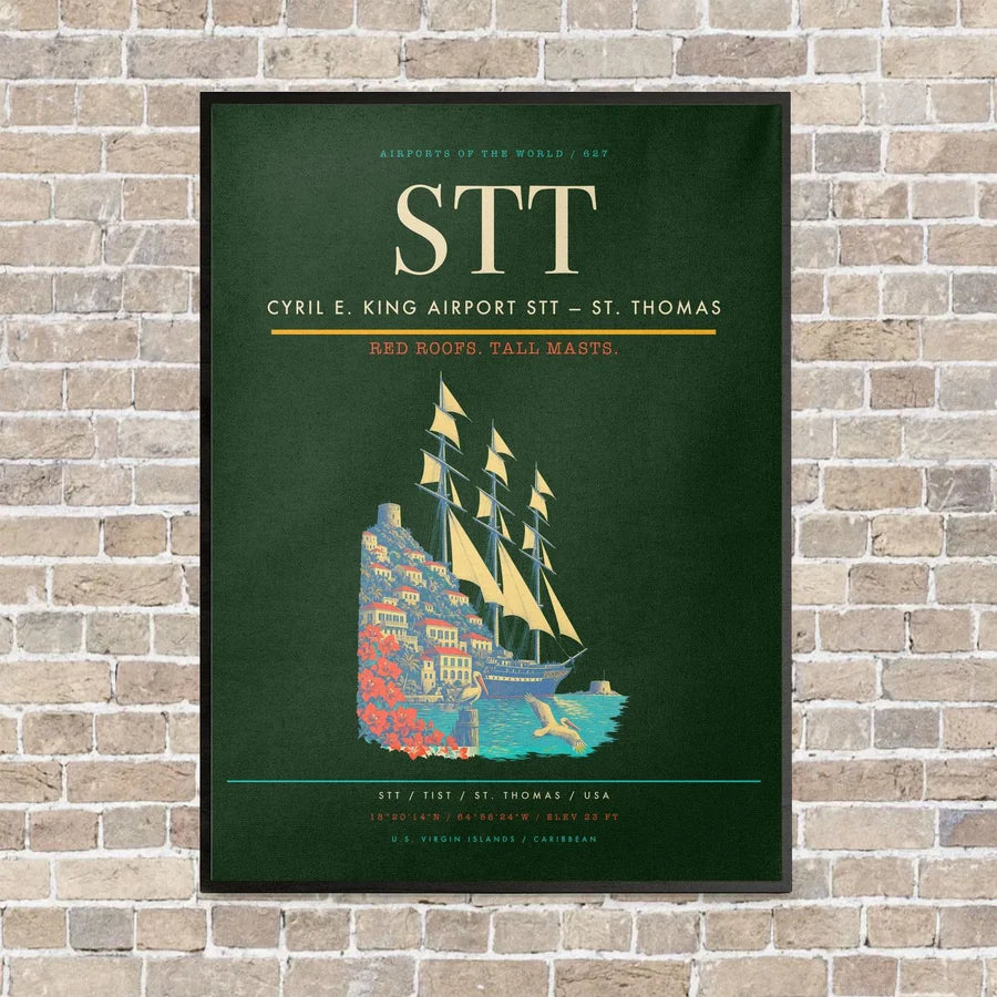 Cyril E. King Airport STT — St. Thomas vertical canvas print - framed - dark green background