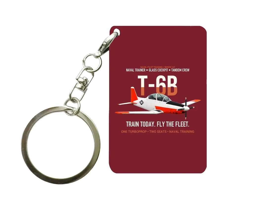 T-6B TEXAN II Key Chain design on dark red key chain