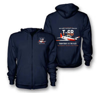 Thumbnail for T-6B TEXAN II design on navy blue zipped hoodie