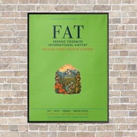 Thumbnail for Fresno Yosemite International Airport FAT vertical canvas print - framed - light green background
