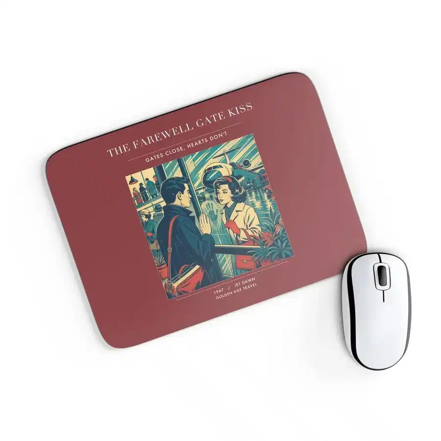 VINTAGE G4380 - The Farewell Gate Kiss - Designed Mouse Pads design on darkred rectangle