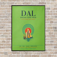 Thumbnail for Dallas Love Field DAL vertical canvas print - framed - light green background