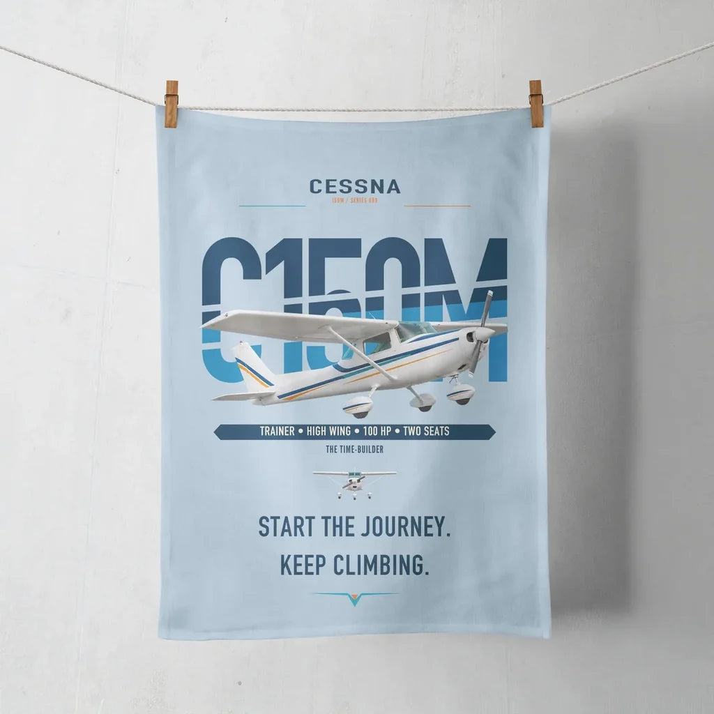 Cessna 150M design on light blue towel