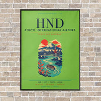 Thumbnail for Tokyo Haneda Airport HND vertical canvas print - framed - light green background