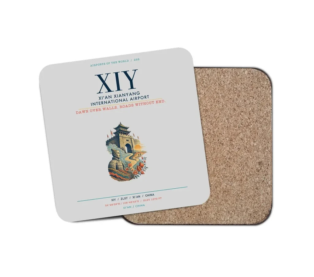 Xi'an Xianyang International Airport (XIY) design on light gray 1 piece coaster