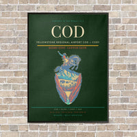 Thumbnail for Yellowstone Regional Airport COD — Cody vertical canvas print - framed - dark green background