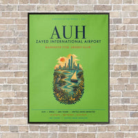 Thumbnail for Zayed International Airport Abu Dhabi AUH vertical canvas print - framed - light green background