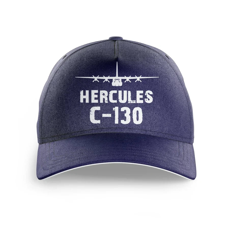 Military Transport Airplane C 130 printed hat - dark blue