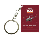 Thumbnail for Robinson R44 Raven II design on dark red designed key chain, double-side print