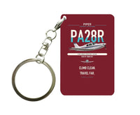 Thumbnail for Piper PA-28R Arrow III design on dark red designed key chain, double-side print