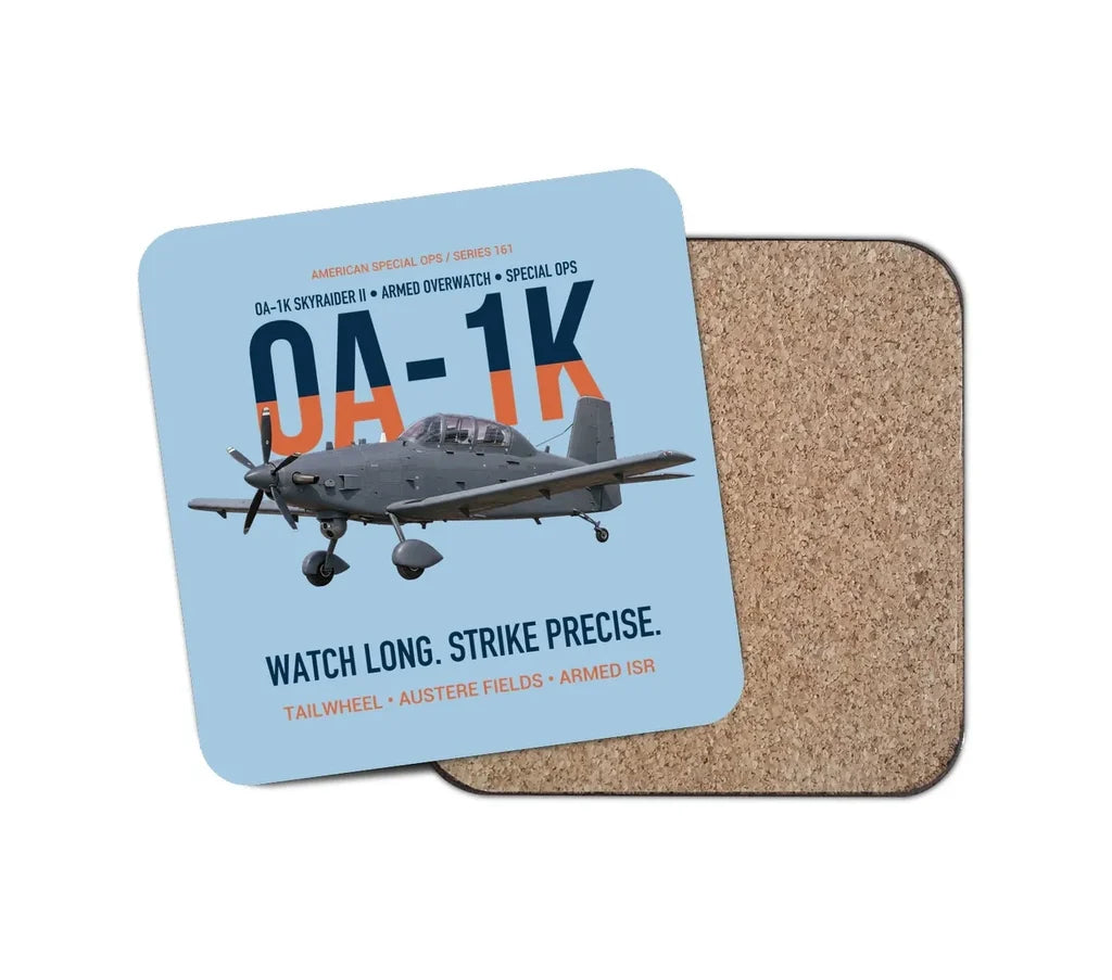 OA-1K Skyraider II Armed Overwatch design on light blue 1 piece coaster