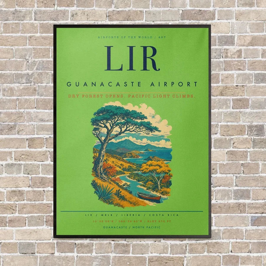Guanacaste Airport LIR vertical canvas print - framed - light green background