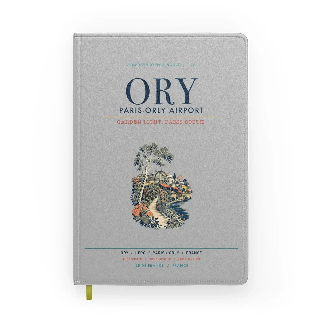 Paris-Orly Airport (ORY) design on light gray notebook