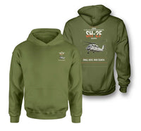 Thumbnail for Kaman SH-2F Seasprite design on green army double-side hoodie, double-side print