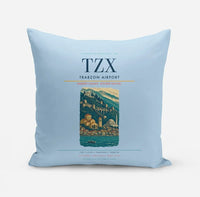 Thumbnail for Trabzon Airport (TZX) design on light blue pillow