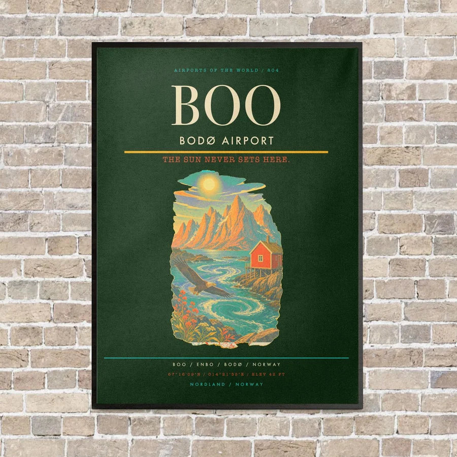 Bodø Airport BOO - Canvas Framed - Dark Green