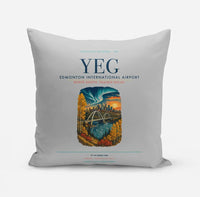 Thumbnail for Edmonton International Airport (YEG) design on light gray pillow