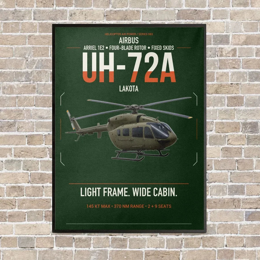 Airbus UH-72A Lakota vertical canvas print - framed - dark green background