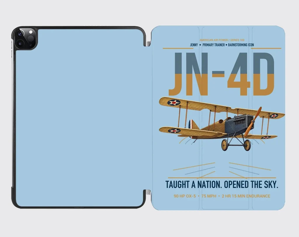 Curtiss JN-4D Jenny design on light blue ipad tablet case