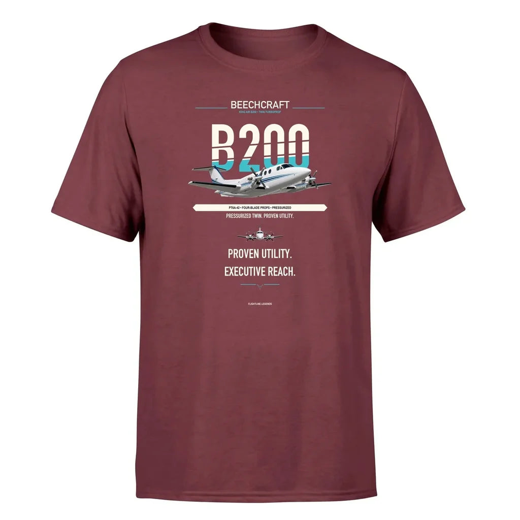 King Air B200 design on dark red single side